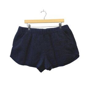 Aerie Shorts Womens Size XL Navy Blue Sherpa Fleece Comfy Lounge Pull On Short